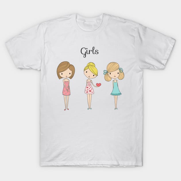 Cute Girls T-Shirt by Alg0rany